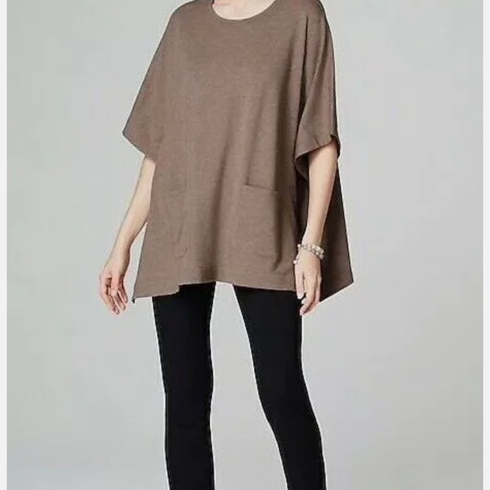 J.Jill Pure Jill Driftwood Heather Poncho pockets XSP NWT sealed fits S/M petite - Picture 5 of 9